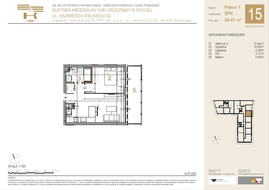 Na sprzedaż nowe mieszkanie 2-pokojowe | Płock, ul