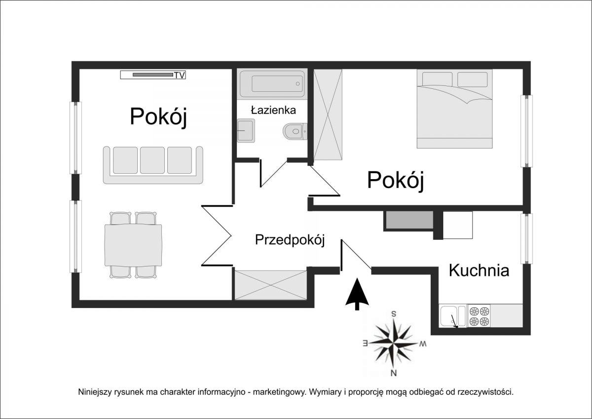 Dwupokojowe mieszkanie do sprzedania w Centrum