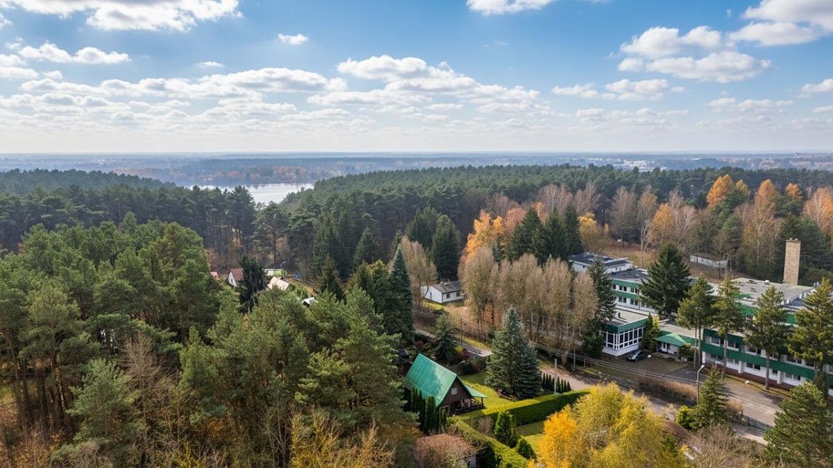 Drewniany dom z ogrodem i basenem, Jachranka