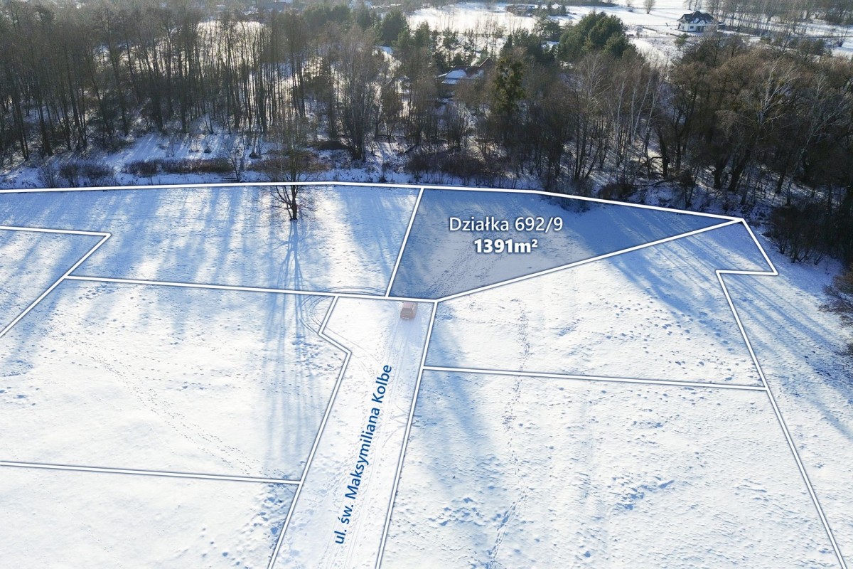 Działka budowla z WZ nad rzeką,1391m2 Budy Zosine