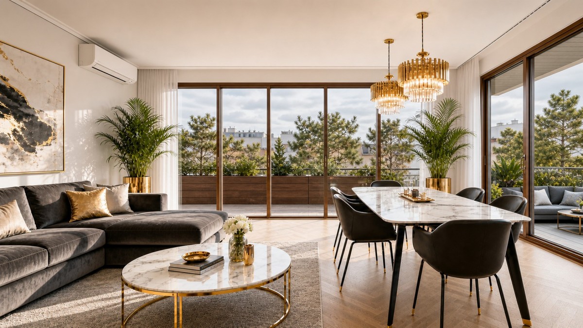 Narożny Penthouse z tarasem na ostatnim piętrze